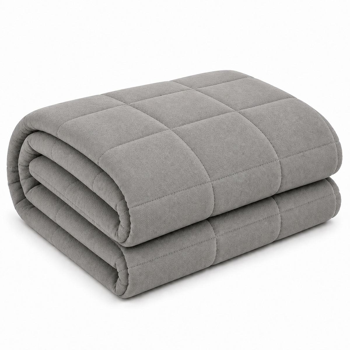 Couverture lestée adulte Lonavi Étreinte grise, pliée, en coton matelassé