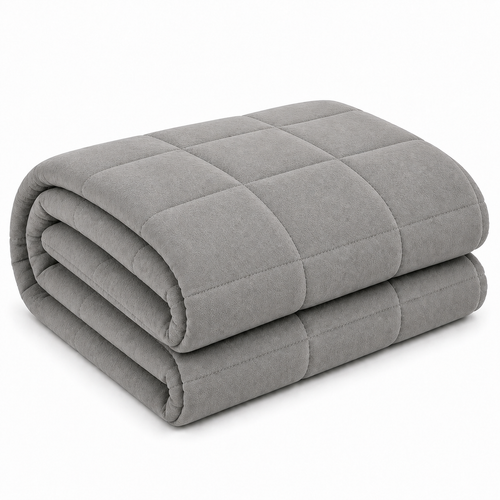 Couverture lestée adulte Lonavi Étreinte grise, pliée, en coton matelassé