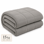 Couverture lestée Lonavi Étreinte 15 kg grise, grand format 220 × 235 cm